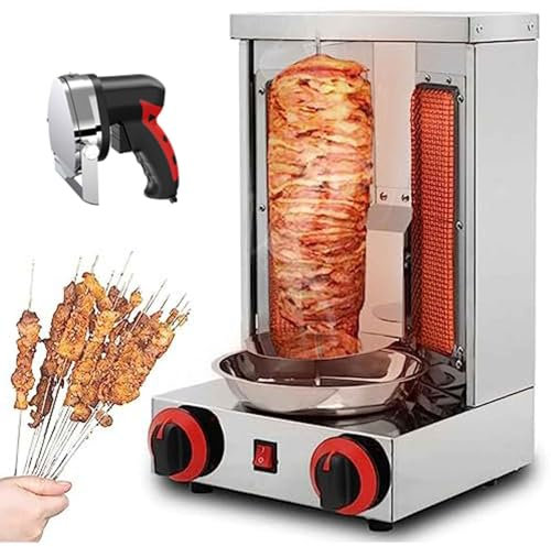 Macchina for griglia Shawarma commerciale,girarrosto verticale girevole a 360° con taglierina,griglia elettrica for barbecue a carbone for tacchino senza fumo,temperatura regolabile,for barbecue,casa(