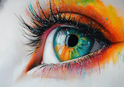 Puzzle 1000 Teile Farbige Augen, Puzzle Erwachsene XXL 75x50cm EIN Herausforderndes RäTsel ImpossiblePuzzle, Puzzlespiele für Die Ganze Familie, Compact Box Mit Poster Geschenke für Frauen/MäNner M-6