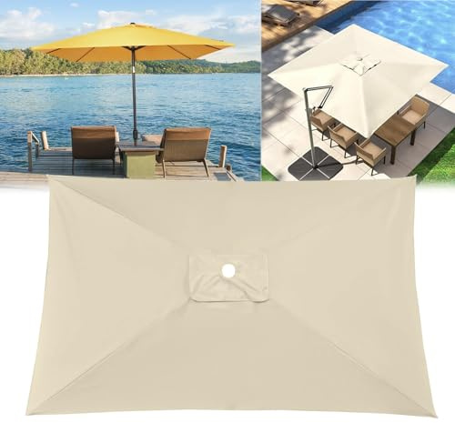 Esterni Da Giardino Telo Di Ricambio Per Ombrellone, 2x2m 4 Stecche, 2x3m 6 Stecche, 3x3m 8 Stecche, Con Presa D'Aria Superiore, In Resistente Poliestere, Impermeabile, Protezione UV(Beige,300X200cm)