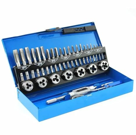 Maschi e filiere 32 Pezzi/Set Set di filiere for Maschi metrici M3-M12 Chiave for Filettatura Dado bullone Vite Kit di Strumenti di Riparazione Spina conica M3 M4 M5 M6 M8 M10 M12