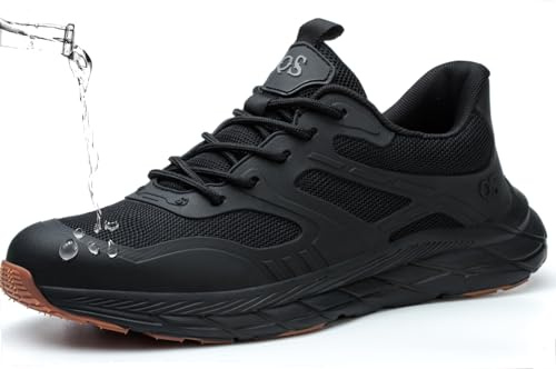 ZEPYFXIT Arbeitsschuhe Herren Damen Sicherheitsschuhe Winter Wasserdicht rutschfeste Stahlkappe s3 Leicht Atmungsaktiv Stahlkappenschuhe Schwarz Größe 44