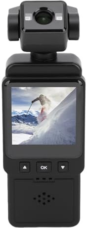 GOWENIC Videocamera 1080P, Videocamera Vlog con Rotazione Dell'Obiettivo di 270 Gradi e 180 Gradi, Obiettivo Grandangolare, Stabilizzazione Elettronica, Schermo HD da 1,53 Pollici, per
