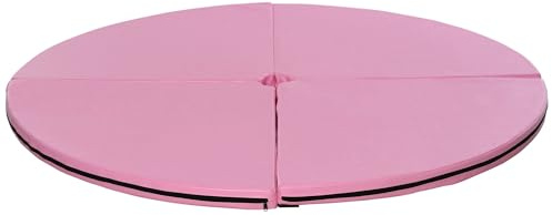 HOMCOM Tanzstangenmatte, Ø 150cm Stangentanz Schutzmatte, 5 cm dick Pole Dance Matte, faltbare Sicherheitsmatte, tragbare Fitness Matte, Stoßdämpfende Sicherheitsmatte, Gymnastik, Yoga, Rosa