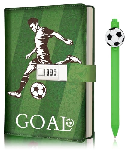 Diary with Lock for Boys, Secret Kids Journal Lockable Diary Notebook | Football Journal with Lock & Pen, Back to School Birthday Gifts for Boy 8 9 10 11 12 13 14 15 16 Year Old, Journal Teen Men
