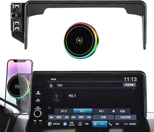 LUNQIN Support de téléphone magnétique de voiture pour Honda HRV HR-V 2023 2024 2025 2026 Accessoires d'intérieur de voiture Meilleur support de téléphone portable Chargeur sans fil rapide 15 W pour