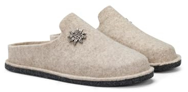 LE TIROLESI – Pantofola Lumen in lana REWOOLY® con tomaia accollata, sottopiede estraibile e fondo in feltro – Made in Italy Taglia 40, Colore Sabbia