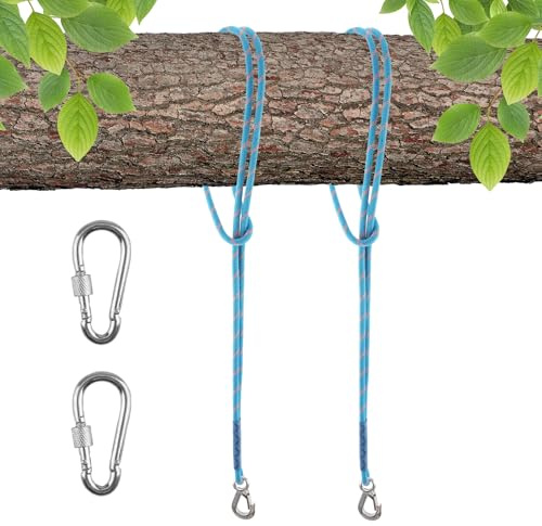 Vaskula 2 Stück Kletterseil 120cm Seil mit Karabiner Blau Schaukel Befestigung Balken Verstellbares Schaukelbefestigung Baum Tragfähigkeit Hängematte Aufhängung für Schaukeln Hängematten Yoga
