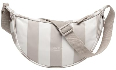 LARKSON Crossbody Bag Damen & Herren Beige Gestreift - Solveig Small - Umhängetasche im Halbmond Style - Halbrunde Schultertasche - Moon Bag Design - Wasserabweisend