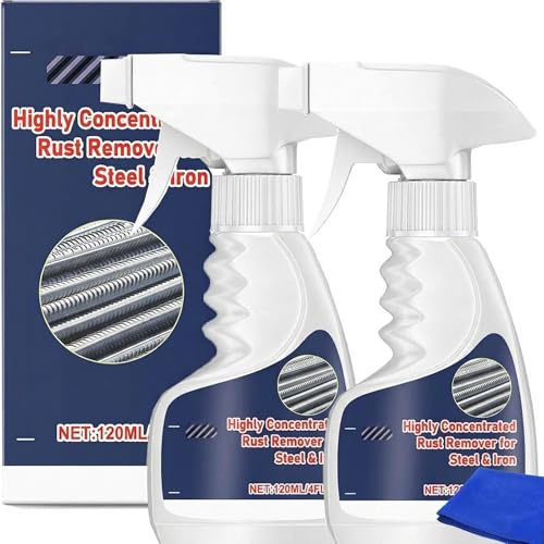 Pipihome Rostentferner, 2 Stück Rostumwandler Spray für Metall, Rostlöser Spray für Stahl & Edelstahl, 120 ML Robuster Rust Remover Spray, Flugrostentferner für Auto, Möbel