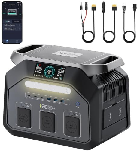 IEE P1800 Solargenerator 1800W(Peak 3600W), 1024Wh Tragbare Powerstation | LiFePO4, 0–80% in 45 Min.Laden, USV mit APP Power Station für Camping Stromausfälle