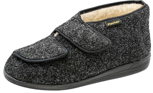 Fischer Markenschuh Herren Frank Hohe Hausschuhe, Schwarz Anthrazit 205, 45 EU