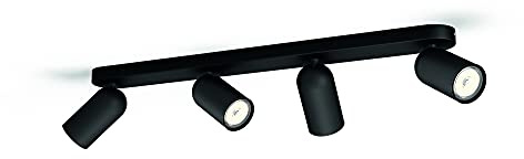 Philips myLiving PONGEE black LED Spot light - Punto de luz (Foco de superficie, GU10, 4 bombilla(s), LED, 220-240 V, Negro)