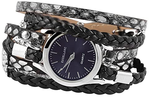 Excellanc Wickelarmband Damen Silber Uhr | Armbanduhr Damen Wickeluhr mit Quarzwerk | Wickelarmband Frauen Männer – Damen Uhr silberfarben modisch