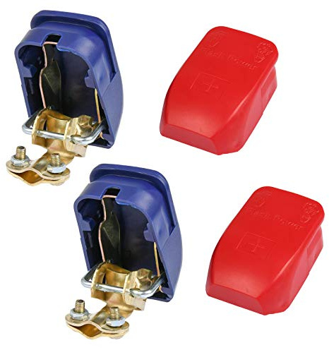 2Pair Red & Blue Battery Clamps Quick Release Connectors - 12V Quick Disconnect Terminals for Caravan, Van, Motorhome, Marine