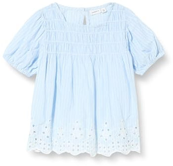 NAME IT NMFFESINNE SS Top, Blusa de Manga Corta Niñas, Chambray Blue,