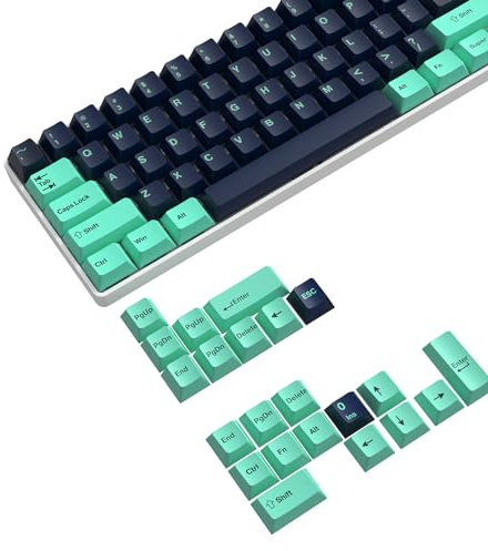 PBT Keycaps 126 Keys Cherry Profile Double-Shot Full Keycap Set ANSI Layout for Mechanical Keyboard, Compatible with MX Switches Cherry/Gateron/Kailh/Akko Switch (Mint Green & Dark Blue, Only Keycaps)