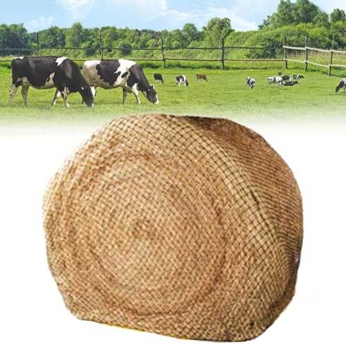 FANYING Knotless Heavy Duty Round Bale Hay Mesh Thick Mesh Horse Slow Feeder Pe Easily Fits Straw Bale 1.5 Inch Hole,XXL