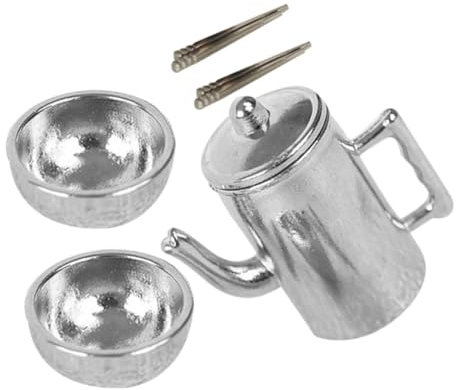 DRESSOOS 1satz Miniatur Wasserkocher Und Geschirr Für Mit Schalen Und Essstäbchen Dekoration Für Miniaturszenen