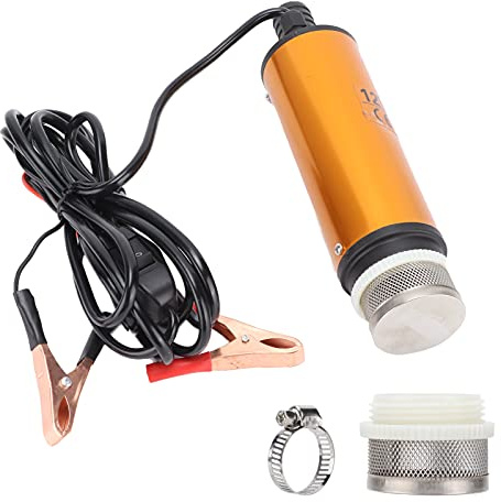 Bomba Sumergible Eléctrica Portátil Mini 12V 51mm DC 30L/Min Bomba De Agua De Queroseno Piezas De Vehículos Naranja Negro Aleación De Aluminio 60W Bomba de transferencia de aceite