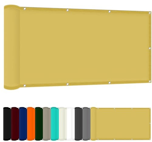 Tende da Sole Quadrate 80 x 250 cm Impermeabile Tenda a Vela Tenda in Poliestere Pes con Protezione Antivento e UV Perfette per Giardino Terrazza e Balcone, Color Crema