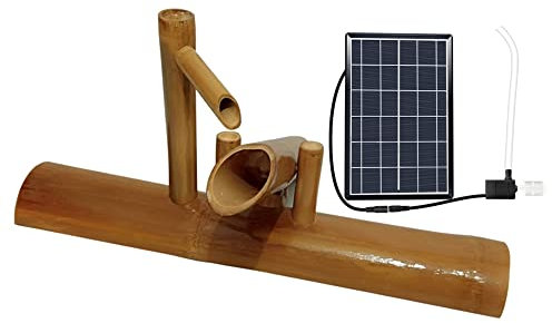 DDKYHU Fontaine à Eau Solaire en Bambou avec Pompe, décoration de Jardin Feng Shui Zen Fontaines, pour intérieur extérieur, 40 cm, créativité (50 cm)