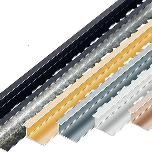 Raouoae Fliesenprofil Aus Eloxiertem Aluminium Für Glatte Wandkanten 90 cm X 3 Stück Verschleißfestes Abschlussprofil & Eckwinkelprofil Für Küche Und Bad(Black,H:17MM)