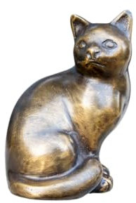 Generisch Bronze-Skulptur Katze | sitzend | klein | nach rechts schauend | 4x7x9,5cm | Tierfigur aus Bronze handgefertigt