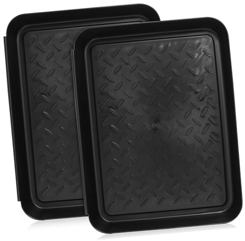 BESPORTBLE Lot de 2 Plateaux à Chaussures en Plastique Noir, Résistant à l'usure et Antidérapant, pour Protection au Sol la Ferme Jardin