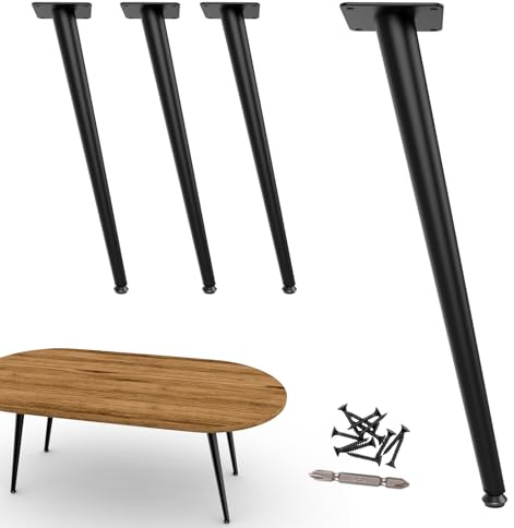 SunVFaFa Metal Coffee Table Legs 40cm (16 inch), Matte Black Short bench legs for furniture Set of 4, Dresser Cabinet Feet, Mid Century Modern Replacement furniture legs for Chair Stool Side Table