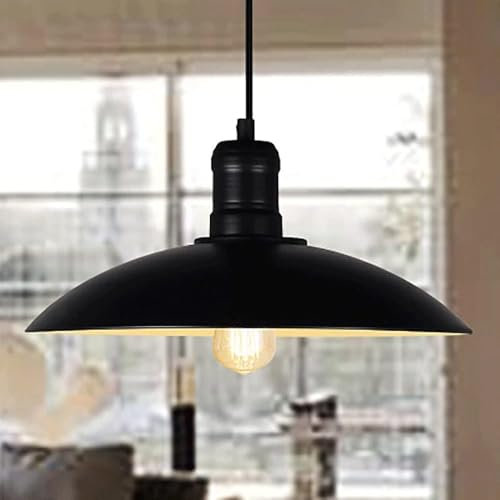 ZVALIEVYE Lámpara de Araña E27, Lámpara de Techo, Estilo Retro Americano, de Metal, con Cuerpo de Frisbee de Hierro Forjado, para Casa de Campo, Comedor, Baño Y Sala de Estar, Color Negro Y./Negro