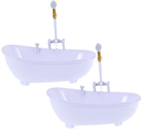IMIKEYA 2pcs Doll Electric Bathtub and Doll Shower Bucket for Boys and Girls Mini White Bathing Tub Sprayer Suitable for Swimming and Bath Play