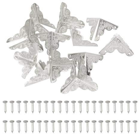 PATIKIL 1 x 1 Inches Metal Book Corners Protector, Vintage Iron Triangle Decorative Trim Corner Guard Edge Cover for Notebook Scrapbooking Albums - 12pcs (Silver)