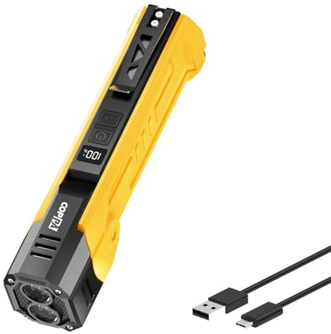 COPPA Lampe Travail, LED Lampe Inspection 3000mAh Rechargeable 120°Rotable Double Source Lumière avec SOS Stroboscopique Rouge Portable COB Lampe D'atelier Magnétique pour Outdoor Randonnée Working