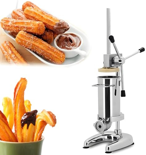 HEIHEIZI Machine Professionnelle à Churros, Churrera Espagnole Manuelle pour Donuts et Churros, Appareil Vertical en Acier Inoxydable, équipement de Remplissage pour Snacks 3L
