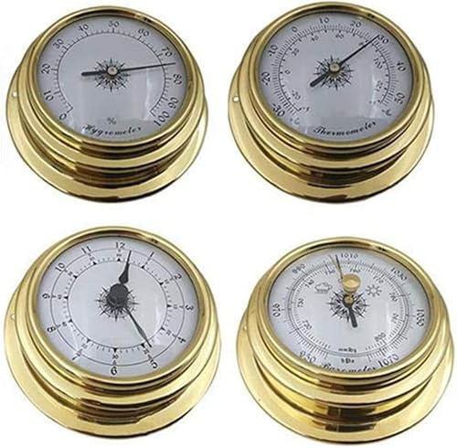 Barometro, Barometro da Parete Color Ottone, 4 Pezzi/Set Termometro Igrometro Barometro Orologi, Brass Color