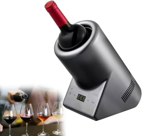 Enfriador de vino eléctrico, enfriador de vino portátil sin hielo para botella individual con control de temperatura LCD, perfecto para champán, mantiene el sabor ideal