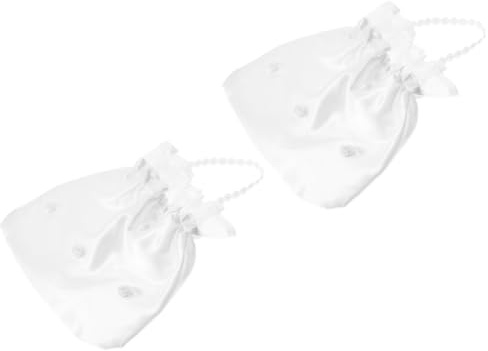 Garneck 2 Pezzi Borsa da Sposa Raffinata in Raso e Poliestere Bianco a Forma di Fiore per Matrimonio e Feste Nuziali, Pochette Raffinata alla Moda per Donna
