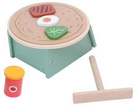 Picysa Barn Låtsas Pannkaksset Leksak Trä Pedagogisk Lekmat för åldrarna 3 och Uppåt Säkert Utformad 15x16x7cm