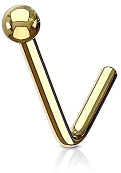 Paula & Fritz® L-Form Kugel Flat Disc Nasen-Piercing Nasenpiercing-s Nose für Nasenfluegel als Nasenschmuck Nasenstecker Nostril Edelstahl Chirurgenstahl 316L Silber roségold Gold schwarz