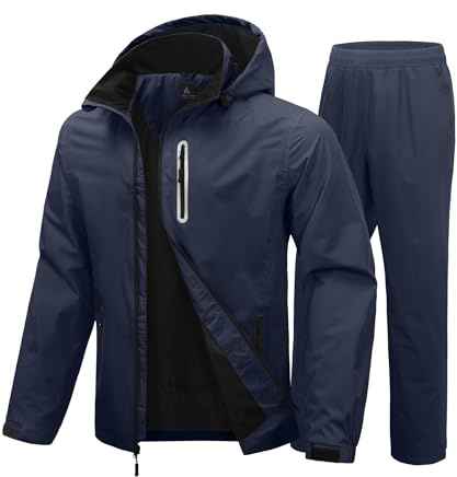 SWISSWELL Men Women Rain Suits Waterproof Lightweight Rain Gear Jacket and Pants for Golf, Hiking, Travel (Navy,Medium)
