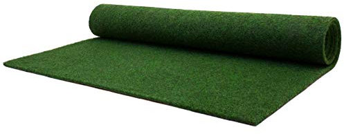 Rasenteppich ohne Noppen Meterware GARDEN B1 - Dunkel-Grün, 2,00m x 1,00m, Schwer Entflammbarer Indoor Kunstrasen, Teppichboden für Innenbereiche