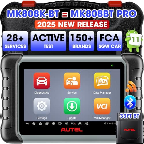 Autel MaxiCOM MK808K-BT OBD2 Diagnosegerät Auto: Bidirektional wie MK900-BT MK808BT Pro, Upgrade von MX808S MK808S MK808BT kfz Diagnosegerät Auto, 28+ Dienst, Alle System, Android 11, BT506 Kompatibel