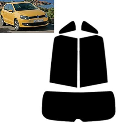 Tintcom.com Láminas Solares para Tintar Las Lunas del Coche Polo 5-Puertas Compacto 2009-2013 Ventanas Traseras & Luna Trasera (05% Super Negro)