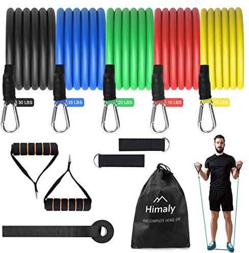 Resistance Bands Set, himaly Exercise Bands Workout Bands with Handles, Door Anchor, Carry Bag, Legs Ankle Straps for Strength Training, Exercise Bands Set for Home Gym Outdoor