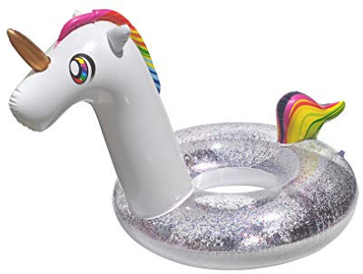 Bluesky – 69783 – Riesen-Schwimmring, Einhorn, Pailletten, aufblasbar, überlappend, Weiß, 69783 – 100 cm – Outdoor-Spiel ab 10 Jahren