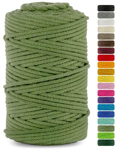 Netuno 1x Makramee Garn 5mm Pistaziengrün 100m für Boho-Deko & Puffs | Flechtkordel mit Naturkern · hochwertig & reißfest – für Untersetzer, Schmuck, Armbänder & Basteln