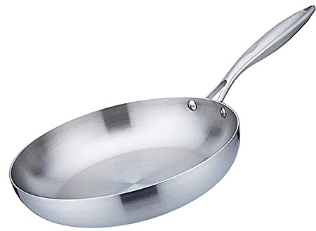 Padella, padella in acciaio inossidabile, padelle di grado professionale for la cottura, frigge pentola in acciaio inox tri-strato clad 9-12in (Color : 24m/9.4in)