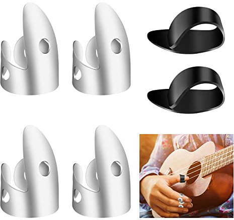 ASTER Lot de 6 médiators en acier inoxydable pour guitare, basse, ukulélé - En acier inoxydable et en plastique - Pour banjo