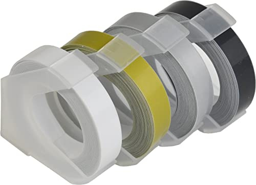 Desq® Prägeetiketten 9 mm Traditional Set | 3mtr Band je Farbe | Transparent, Gold, Silber und Schwarz