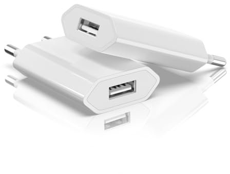 Newding 2 Pezzi Caricatore USB 5W per Phone 8 7 6S 6 5S, 5V 1A Spina USB, Alimentatore da Muro per Pad, Tablet, MP3, eBook